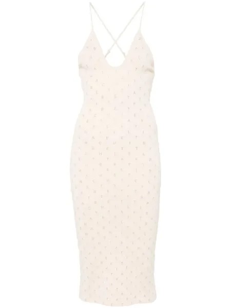 Платье миди с логотипом Elisabetta Franchi, бежевый
