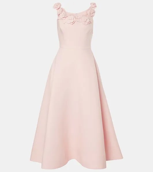 Платье миди Crepe Couture с цветочной аппликацией Valentino, цвет comfit