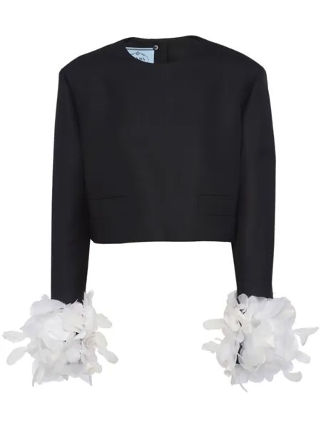 Prada шерстяной жакет с перьями, черный