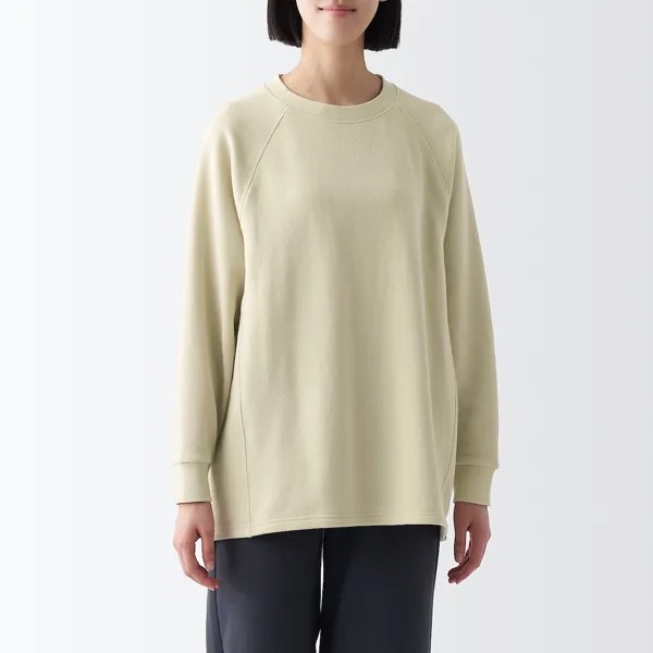 Эластичный свитшот, пуловер оверсайз MUJI, светло-зеленый