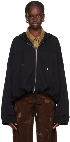 Черный худи с драпировкой Dries Van Noten
