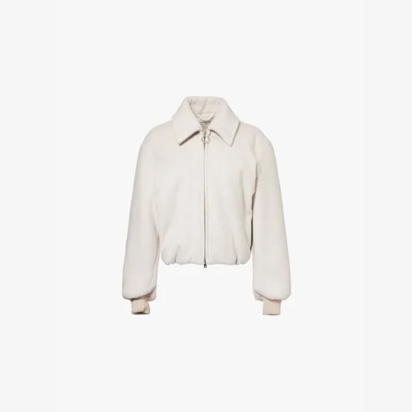 Куртка прямого кроя из смесовой шерсти с начесом и воротником Acne Studios, серый