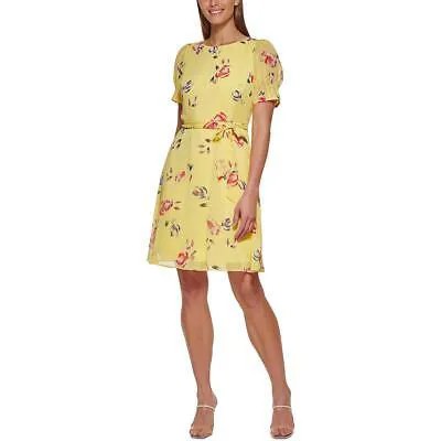 Женское шифоновое летнее облегающее платье с цветочным принтом DKNY BHFO 3051