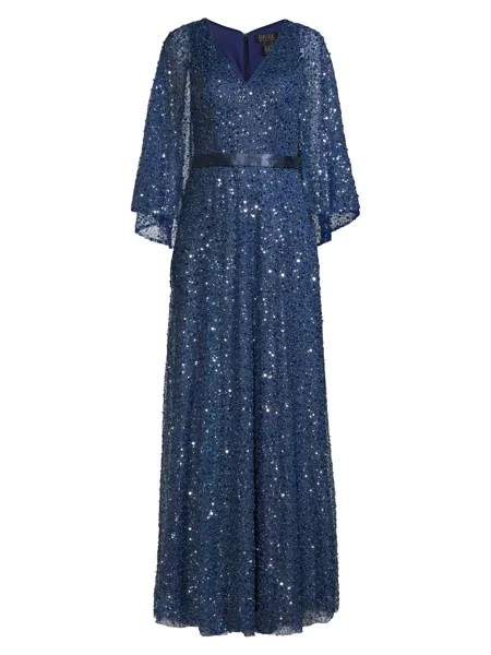 Платье-накидка с пайетками и бисером Basix, синий