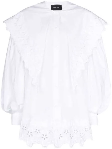 Simone Rocha платье-рубашка мини с английской вышивкой
