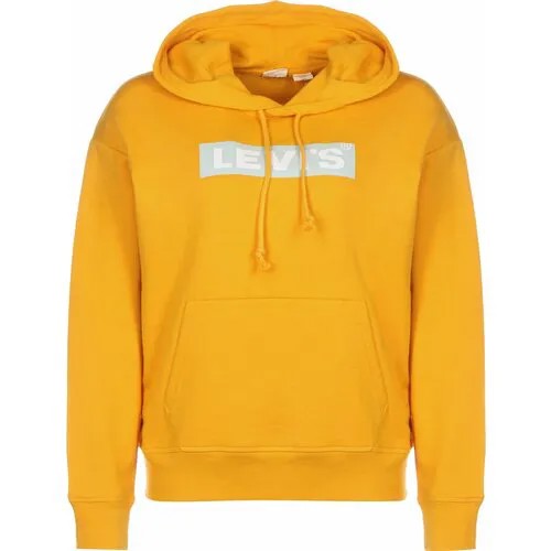 Худи Levi's, силуэт свободный, средней длины, карманы, капюшон, карманы, размер M, желтый
