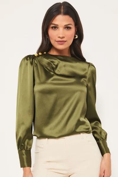 Блузка с украшением на плечах Lipsy, зеленый