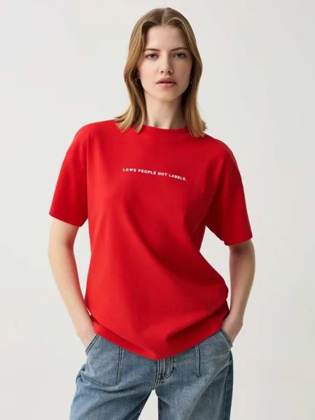 Хлопковая футболка с принтом Ovs, цвет geranium red