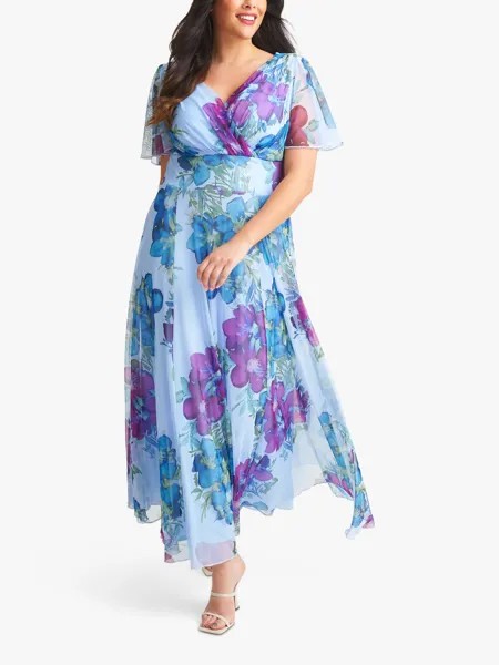 Платье макси с цветочным принтом Scarlett & Jo Isabelle, небесно-голубой