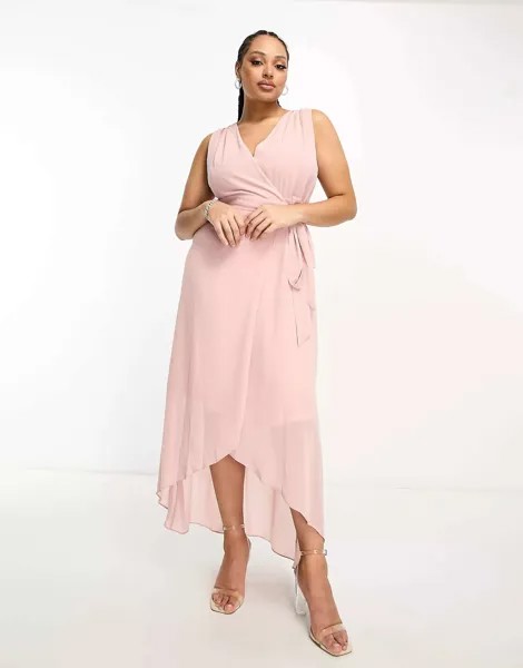 Лиловато-лиловое шифоновое платье макси с запахом и запахом TFNC Bridesmaid