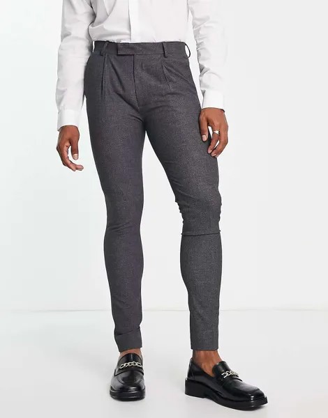 Суперузкие костюмные брюки Noak из ткани премиум-класса с микротекстурой древесного угля