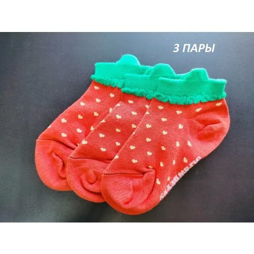 Носки 3 пары, размер 27/32, , красный/зеленый