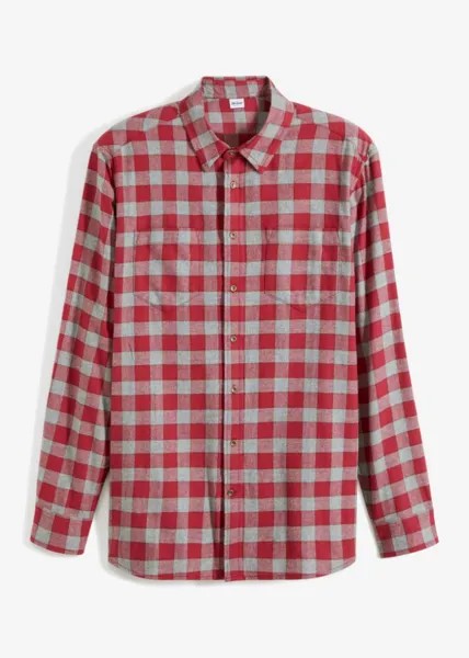 Фланелевая рубашка с длинными рукавами удобного кроя John Baner Jeanswear, красный