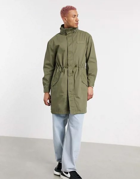 Куртка-парка цвета хаки с воротником-стойкой ASOS DESIGN-Зеленый цвет