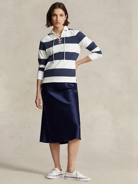 Рубашка регби с саржевым воротником Polo Ralph Lauren, белый/темно-синий Бостон