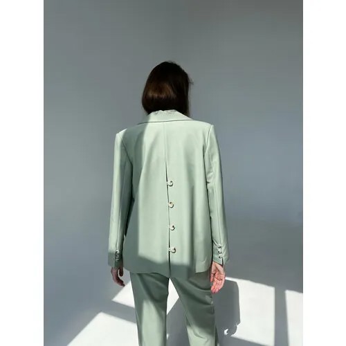 Пиджак To woman store, удлиненный, силуэт прямой, подкладка, размер M, зеленый, хаки