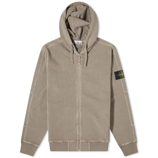 Толстовка Stone Island Garment Dyed Malfile Zip, коричнево-серый