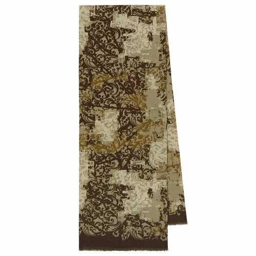 Шарф Павловопосадская платочная мануфактура,140х27 см, one size, коричневый, бежевый