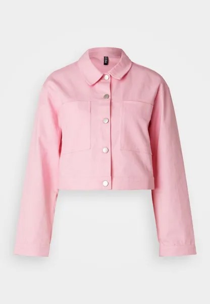 Джинсовая куртка PCJADE CROPPED SHIRT JACKET Pieces, розовый