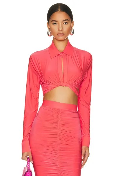Рубашка Alex Perry Caden Tie Front Crop, цвет Strawberry