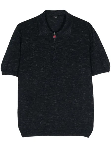 Kiton меланжевая рубашка поло, синий