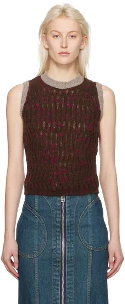 Коричнево-розовый жилет со шлейфом Eckhaus Latta