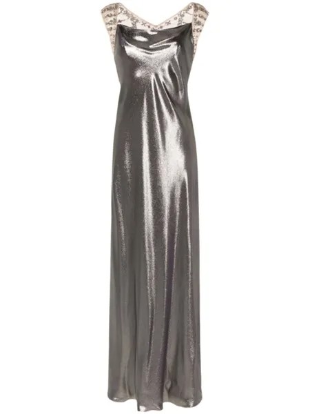 Alberta Ferretti платье макси из ткани ламе, золотой