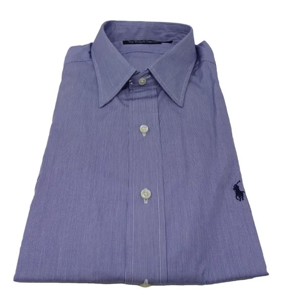 НОВАЯ мужская классическая синяя классическая рубашка в микро полоску от Ralph Lauren 16 – 32/33