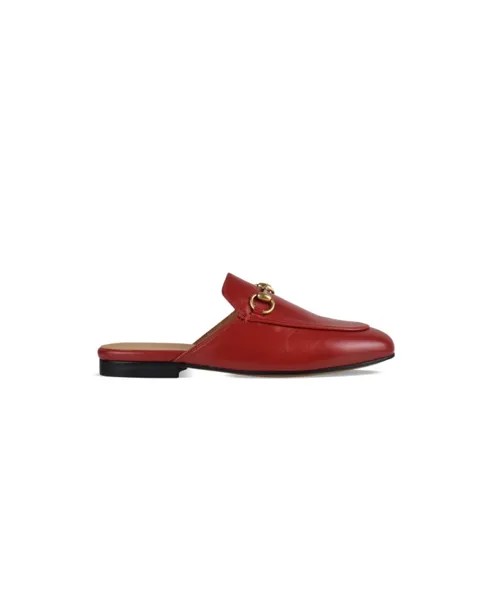 Кожаные тапочки Princetown Gucci, красный