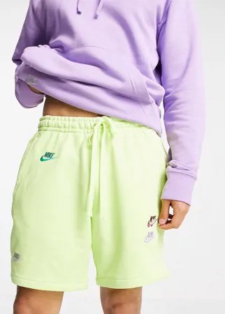 Шорты лимонного цвета с логотипами разных цветов Nike Essential fleece+-Желтый