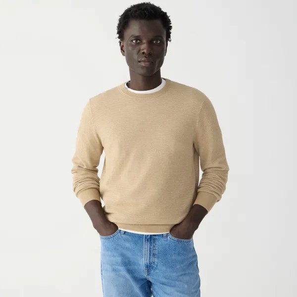 Свитер с круглым вырезом из хлопчатобумажной пряжи пике J.Crew, коричневый