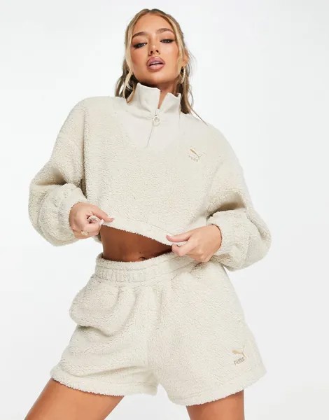Овсяный свитшот с молнией на половину молнии Puma classics - эксклюзивно для ASOS