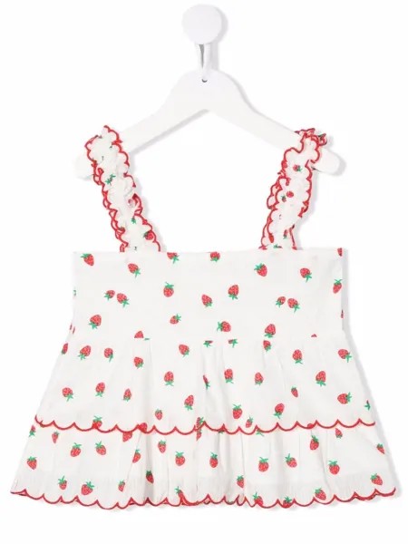 Stella McCartney Kids топ с оборками и принтом