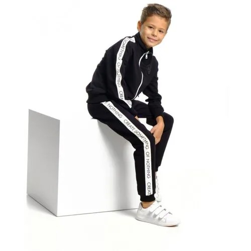 Комплект одежды Mini Maxi, толстовка и брюки, спортивный стиль, размер 128, черный