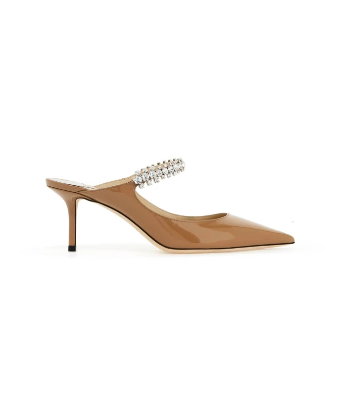 Мюли из лакированной кожи украшенные кристаллами Jimmy Choo, коричневый