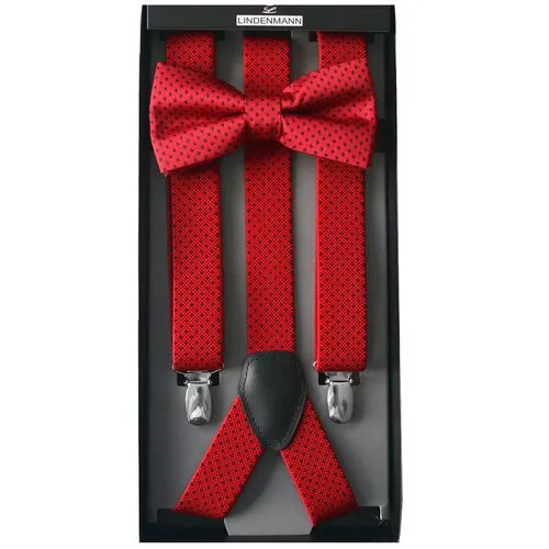 Подтяжки мужские и галстук-бабочка Lindenmann, красные, комплект, арт.980003