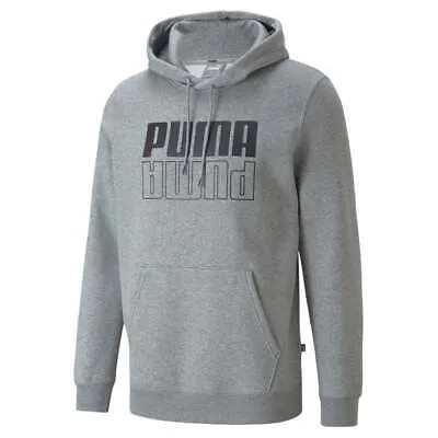 Мужская серая повседневная верхняя одежда Puma Power Logo Fleece Pullover Hoodie 589409-03