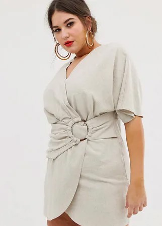 Меланжевое платье мини с пряжкой ASOS DESIGN Curve-Neutral