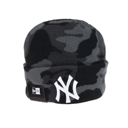 Мужская вязаная камуфляжная шапка New Era MLB New York Yankees черная 60268651
