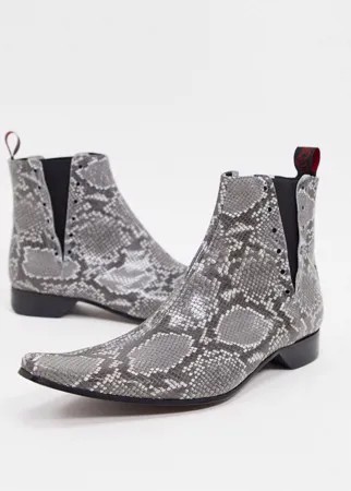 Серые ботинки челси со змеиным узором Jeffery West-Серый