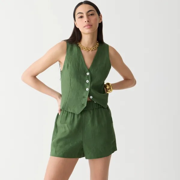 Короткие шорты Tropez из льна J.Crew, зеленый