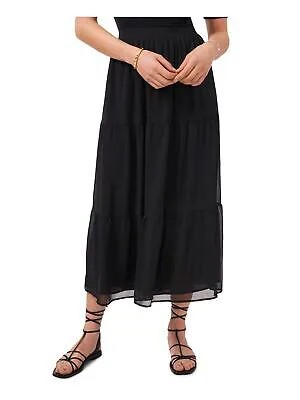 VINCE CAMUTO Женская черная прозрачная текстурированная многоярусная юбка-трапеция на подкладке L