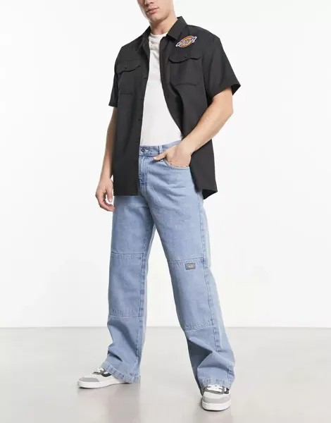 Голубые джинсы Dickies свободного кроя из денима с двойными коленями