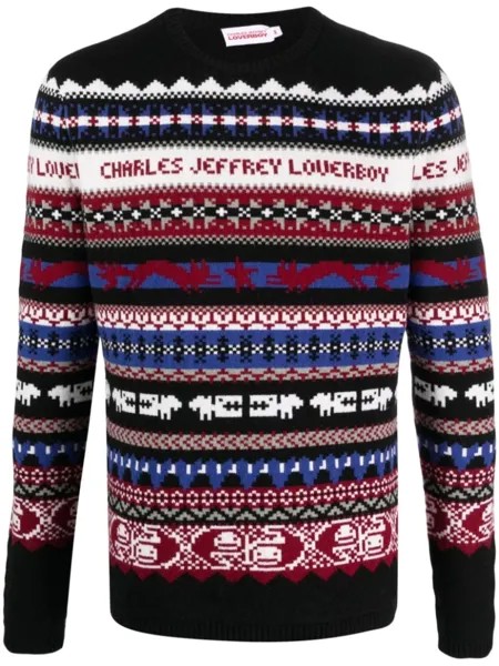 Charles Jeffrey Loverboy джемпер с круглым вырезом и узором фэр-айл, черный