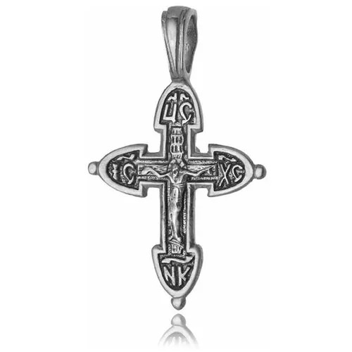 Крестик TOP CRYSTAL, серебро, 925 проба, чернение, размер 3 см., серебристый