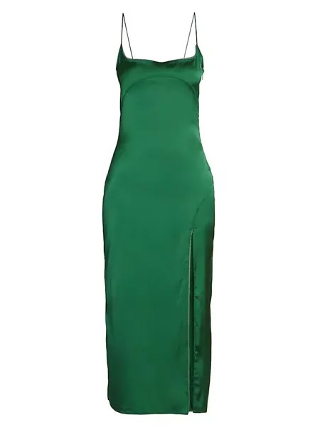 Атласное платье-миди Notte Jacquemus, темно-зеленый