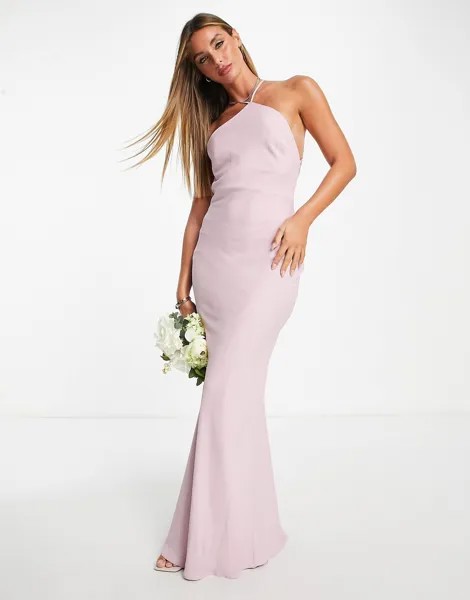 Сиреневое мягкое платье макси с вырезом на шее ASOS DESIGN Bridesmaid