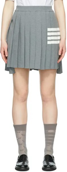 Серая хлопковая мини-юбка Thom Browne