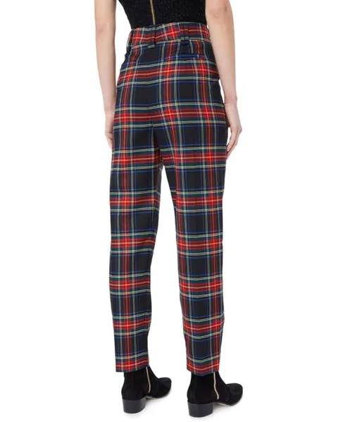 Брюки Balmain Stretch Tartan Carrot Pants, цвет Black/Multicolor