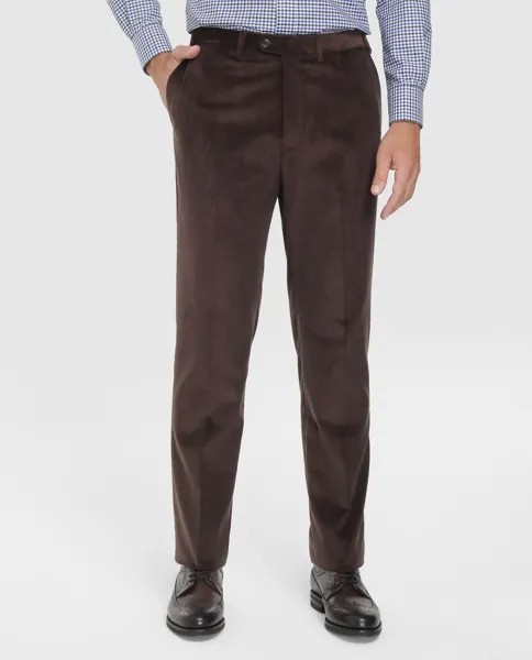 Mirto мужские вельветовые брюки стандартного коричневого цвета Mirto, темно коричневый